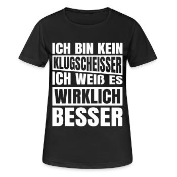 Ich bin kein Klugscheisser - Frauen T-Shirt atmungsaktiv - Schwarz - Vorne - AI Model Female 172 light (172cm)