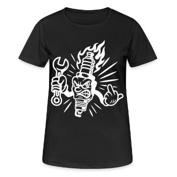 Bad Spark – Cheeky spark plug with screw connections - Women's Breathable T-Shirt - black - Front - AI Model Female 172 light (172cm)