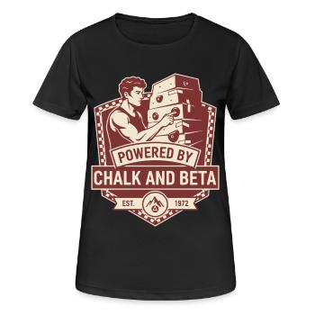 Angeführt von Kreide- und Beta-Kletterhumor - Frauen T-Shirt atmungsaktiv - Schwarz - Vorne - AI Model Female 172 light (172cm)