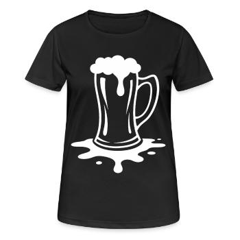 Überlaufender Bierkrug Schaum Party - Frauen T-Shirt atmungsaktiv - Schwarz - Vorne - AI Model Female 172 light (172cm)