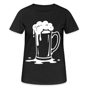 Überlaufender Bierkrug Schaum Party - Frauen T-Shirt atmungsaktiv - Schwarz - Vorne - AI Model Female 172 light (172cm)