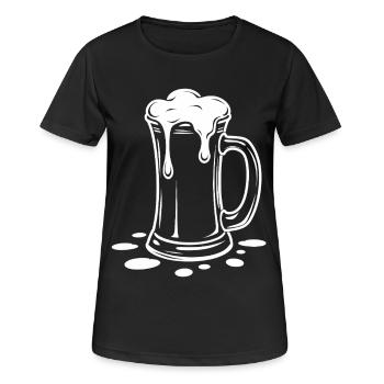 Überlaufender Bierkrug Schaum Party - Frauen T-Shirt atmungsaktiv - Schwarz - Vorne - AI Model Female 172 light (172cm)