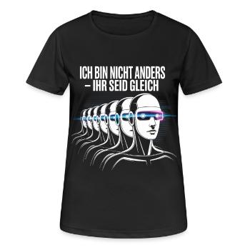 Ich bin nicht anders – ihr seid gleich - Frauen T-Shirt atmungsaktiv - Schwarz - Vorne - AI Model Female 172 light (172cm)