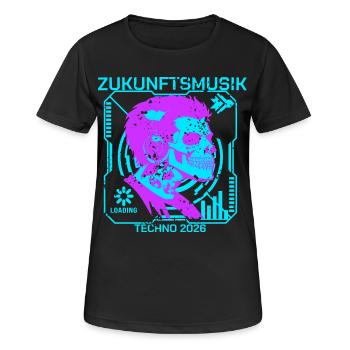 Cool DJ Skull | Techno Musik Kopfhörer Kids Street - Frauen T-Shirt atmungsaktiv - Schwarz - Vorne - AI Model Female 172 light (172cm)