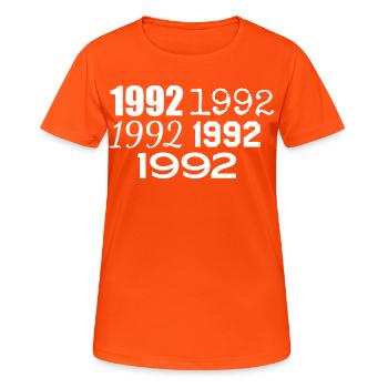 1992 - Women's Breathable T-Shirt - neon orange - Front - AI Model Female 172 dark (172cm)