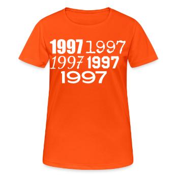 1997 - Women's Breathable T-Shirt - neon orange - Front - AI Model Female 172 dark (172cm)