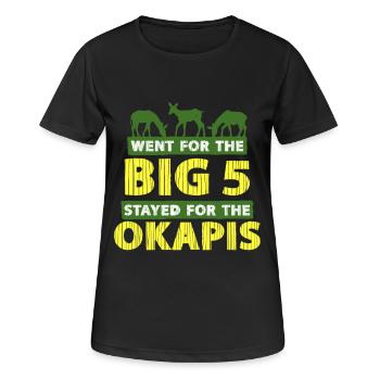 Okapi Tier - Frauen T-Shirt atmungsaktiv - Schwarz - Vorne - AI Model Female 172 light (172cm)