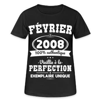 18. Geburtstag – Februar 2008 Perfektion - Frauen T-Shirt atmungsaktiv - Schwarz - Vorne - AI Model Female 172 light (172cm)