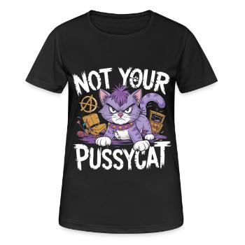 Rebellische Katze mit Punk-Attitüde - Frauen T-Shirt atmungsaktiv - Schwarz - Vorne - AI Model Female 172 light (172cm)