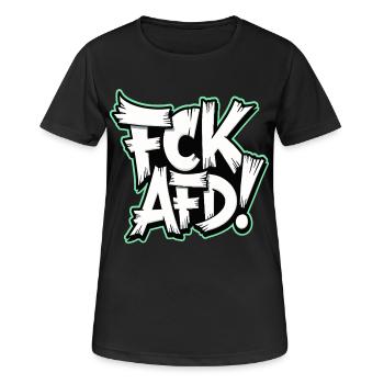 FCK AFD political statement against the right wing - Women's Breathable T-Shirt - black - Front - AI Model Female 172 light (172cm)