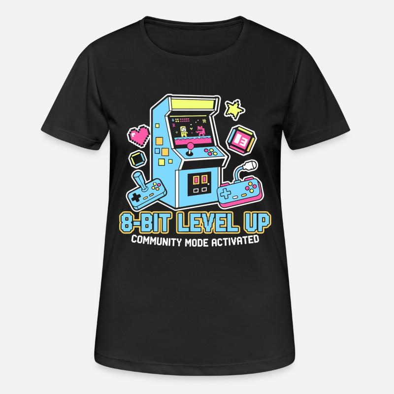 8-Bit LEVEL Arcade Retro Gaming Community - Women's Breathable T-Shirt - black