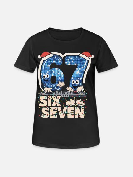 67 Six Seven 6-7 Italienisches meme Santa DJ - Frauen T-Shirt atmungsaktiv - Schwarz