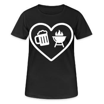 Barbecue à la bière de cœur - T-shirt respirant Femme - noir - Devant - AI Model Female 172 light (172cm)