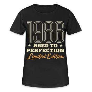 1986 L'âge de la Perfection Cadeau Anniversaire 86 - T-shirt respirant Femme - noir - Devant - AI Model Female 172 light (172cm)