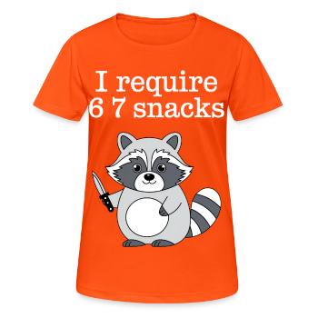 6-7 Internet Meme Cooler 6 7 Raccoon - Women's Breathable T-Shirt - neon orange - Front - AI Model Female 172 dark (172cm)