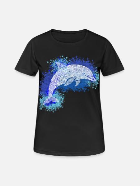 Zentangle Dolphin - Women's Breathable T-Shirt - black