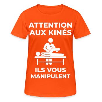 Beware of the physiotherapists, they manipulate you - Women's Breathable T-Shirt - neon orange - Front - AI Model Female 172 dark (172cm)