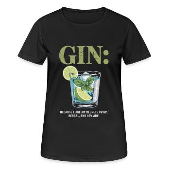 Gin parce que j’aime mes regrets croquants herbaux 43 % - T-shirt respirant Femme - noir - Devant - AI Model Female 172 light (172cm)