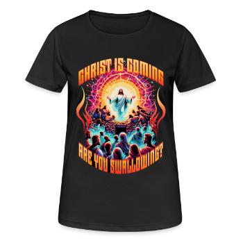 Le Christ arrive. Tu avale ? Inutilisable - T-shirt respirant Femme - noir - Devant - AI Model Female 172 light (172cm)