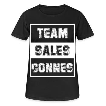 Teamverkaufs-Connes – Brigitte-Kontroverse - Frauen T-Shirt atmungsaktiv - Schwarz - Vorne - AI Model Female 172 light (172cm)