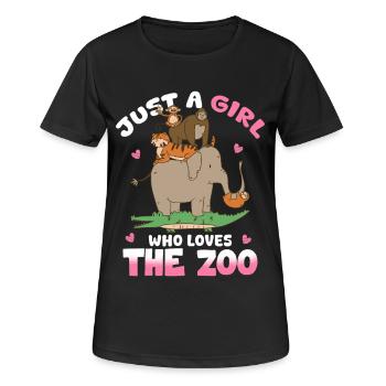 Girl Loves the Zoo – Parade des animaux colorés - T-shirt respirant Femme - noir - Devant - AI Model Female 172 light (172cm)