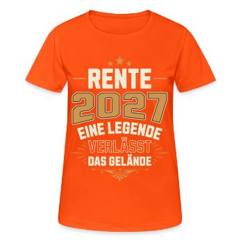 Rente 2027 Rentner Rentnerin Legende Ruhestand - Frauen T-Shirt atmungsaktiv - Neonorange - Vorne - AI Model Female 172 dark (172cm)