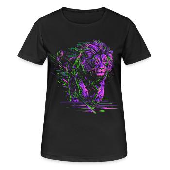 Lion Running Lion Head Colorful Predator Animal Wild - Women's Breathable T-Shirt - black - Front - AI Model Female 172 light (172cm)