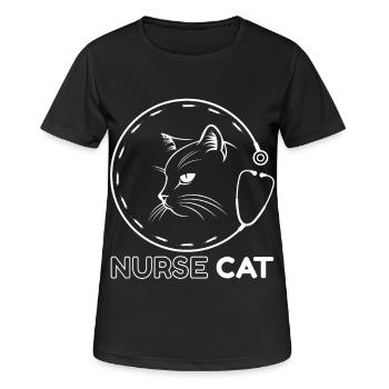 Katzenkrankenschwester mit Stethoskop - Frauen T-Shirt atmungsaktiv - Schwarz - Vorne - AI Model Female 172 light (172cm)