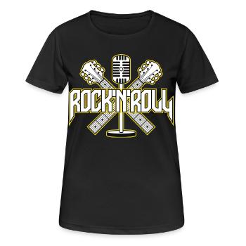 RocknRoll Crest avec guitares et micro - T-shirt respirant Femme - noir - Devant - AI Model Female 172 light (172cm)