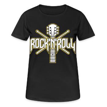Emblème de guitare et baguettes Rocknroll - T-shirt respirant Femme - noir - Devant - AI Model Female 172 light (172cm)
