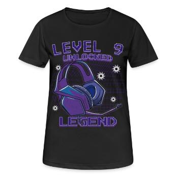Level 9 Unlocked Kopfhörer Neon - Frauen T-Shirt atmungsaktiv - Schwarz - Vorne - AI Model Female 172 light (172cm)