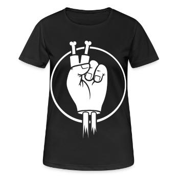 Main du Signe de la Victoire avec des doigts d’os - T-shirt respirant Femme - noir - Devant - AI Model Female 172 light (172cm)