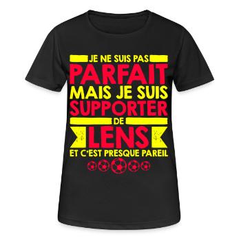 Supporter Lens Fußball Fuß Lensois Sang et Or - Frauen T-Shirt atmungsaktiv - Schwarz - Vorne - AI Model Female 172 light (172cm)
