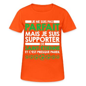Supporter Saint Etienne Football Foot Stéphanois - Women's Breathable T-Shirt - neon orange - Front - AI Model Female 172 dark (172cm)