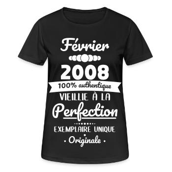 20-jähriges Jubiläum – Februar 2008 Original - Frauen T-Shirt atmungsaktiv - Schwarz - Vorne - AI Model Female 172 light (172cm)