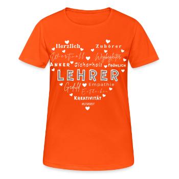Abschiedsgeschenk Lehrer  - Frauen T-Shirt atmungsaktiv - Neonorange - Vorne - AI Model Female 172 dark (172cm)