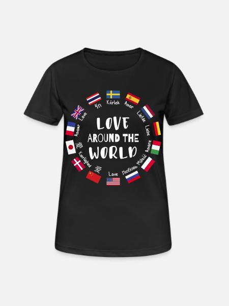 Liebe aus aller Welt Sprachen - Frauen T-Shirt atmungsaktiv - Schwarz