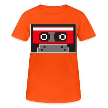 Pixel Art Cassette Tape - Women's Breathable T-Shirt - neon orange - Front - AI Model Female 172 dark (172cm)