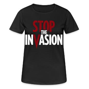 Arrêter l’invasion contre l’agression - T-shirt respirant Femme - noir - Devant - AI Model Female 172 light (172cm)