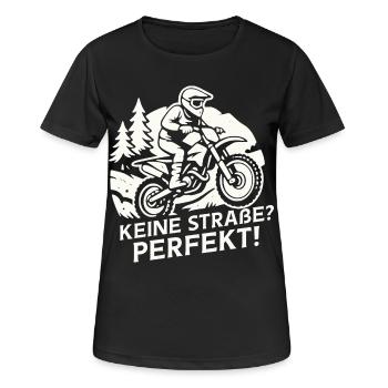 Offroad Dirtbike – Keine Straße? Perfekt - Frauen T-Shirt atmungsaktiv - Schwarz - Vorne - AI Model Female 172 light (172cm)