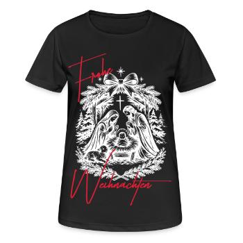Scène de la crèche de Noël Noir Blanc - T-shirt respirant Femme - noir - Devant - AI Model Female 172 light (172cm)