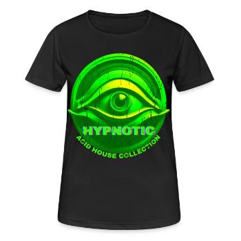 Hypnotic Eye 3D Acid House Techno Rave Glitch - Frauen T-Shirt atmungsaktiv - Schwarz - Vorne - AI Model Female 172 light (172cm)