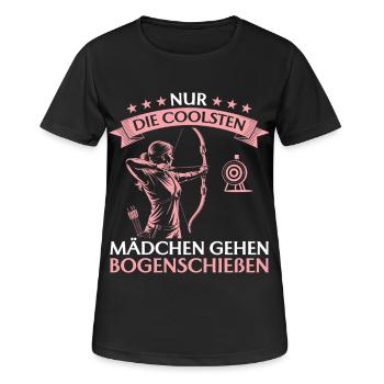 Nur die coolsten Mädchen gehen Bogenschießen - Frauen T-Shirt atmungsaktiv - Schwarz - Vorne - AI Model Female 172 light (172cm)
