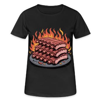 Fire grilled rib platter - Women's Breathable T-Shirt - black - Front - AI Model Female 172 light (172cm)