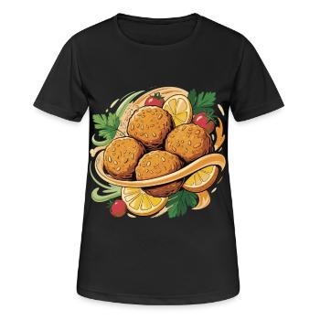 Crispy croquettes with a citrus note - Women's Breathable T-Shirt - black - Front - AI Model Female 172 light (172cm)