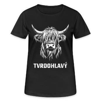 Tvrdohlavy - bovins écossais des Highlands, République tchèque - T-shirt respirant Femme - noir - Devant - AI Model Female 172 light (172cm)