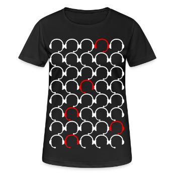 Headset pattern with red accents - Women's Breathable T-Shirt - black - Front - AI Model Female 172 light (172cm)