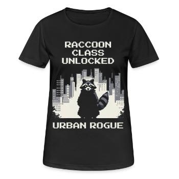 Raccoon Class Unlocked | Urban Rogue - Women's Breathable T-Shirt - black - Front - AI Model Female 172 light (172cm)