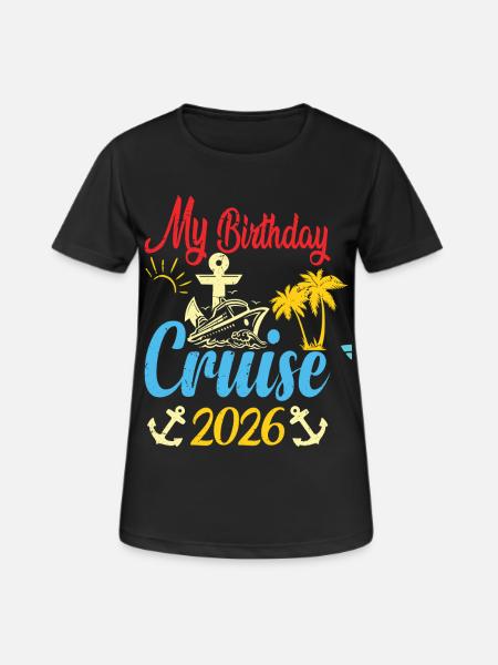 Festive My Birthday Cruise Ship Party 2026 Men - Women's Breathable T-Shirt - black