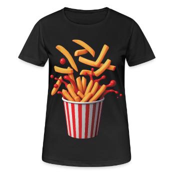 POP FRITES - Bellegique - Women's Breathable T-Shirt - black - Front - AI Model Female 172 light (172cm)